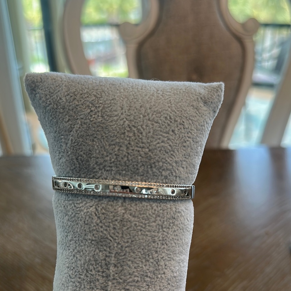 NWT Silver Bangle Bracelet with small CZ accents